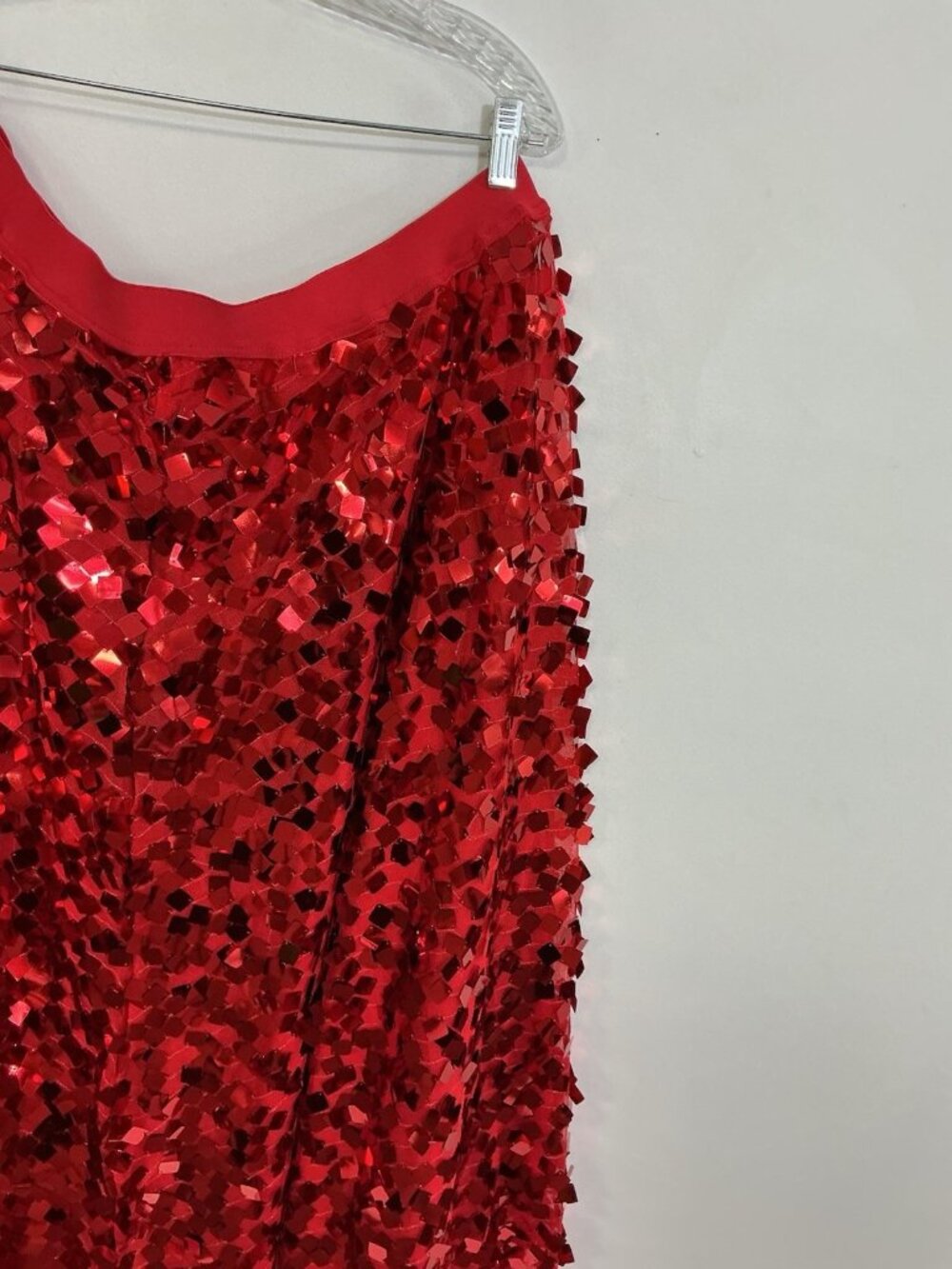 Red Sequin Bling Maxi Skirt Metallic Party Costume Womens 4XL - Picture 2 of 7